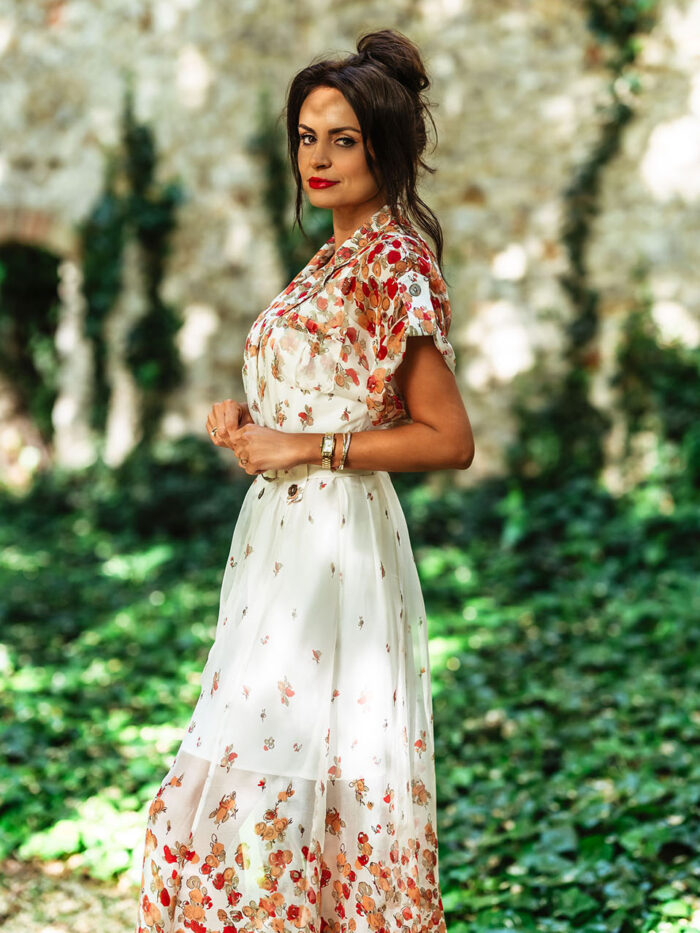 Sukienka MIRABELLA ze 100% jedwabiu szyfonowego