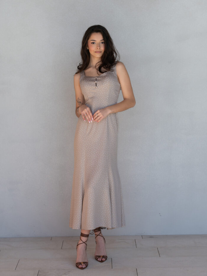 Sukienka Donna Cappuccino w groszki midi