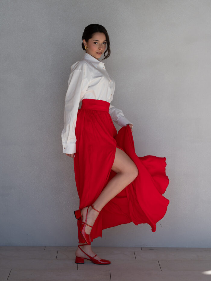 Spódnica Scarlett Red maxi z rozcięciem